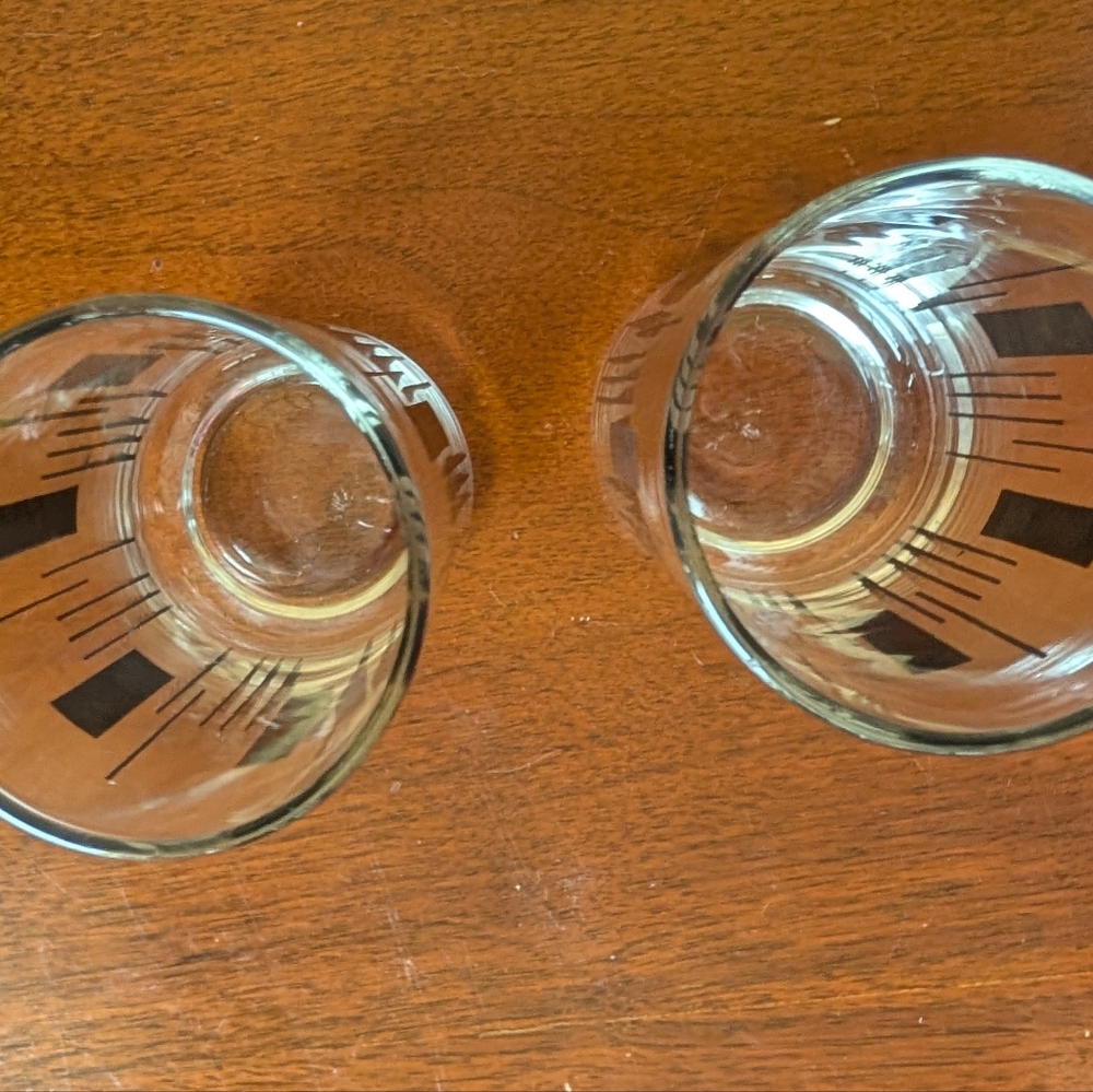 VTG Lot Of 2 Drinking Glasses Black Clear Mid Century MCM Atomic 50s 60s ~12oz - Picture 2 of 5